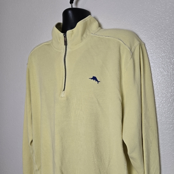 Tommy Bahama Tobago Bay Half Zip Sweatshirt Fresh Lemon Color  Size XXL Preppy - Picture 2 of 14